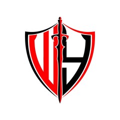 initials W Y Shield Armor Sword for logo design inspiration