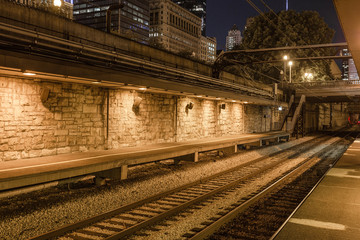 Fototapeta na wymiar Empty train platform waiting for passengers and trains
