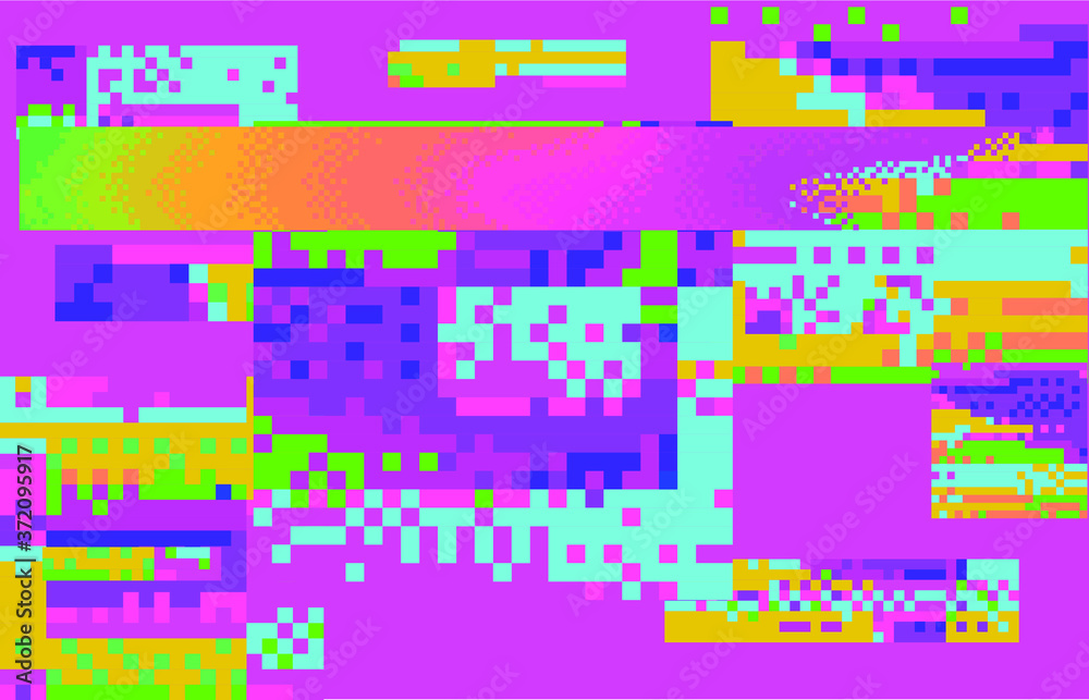 Aufkleber Abstract pixelated background with flickers and datamoshing effect. Vaporwave and cyberpunk style aesthetics.