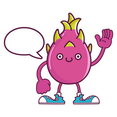 kawaii smiling dragon fruit with sneakers cartoon