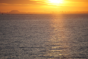 Beautiful sunset with sea in summer