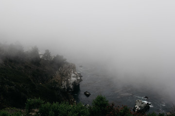 Fototapeta na wymiar misty fog over the ocean