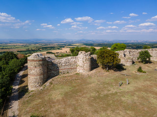 Fototapeta premium Aerial view of ruins of ancient Mezek Fortress, Bulgaria