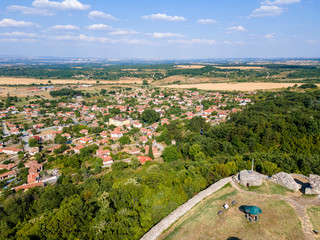 Aerial view of ruins of ancient Mezek Fortress, Bulgaria