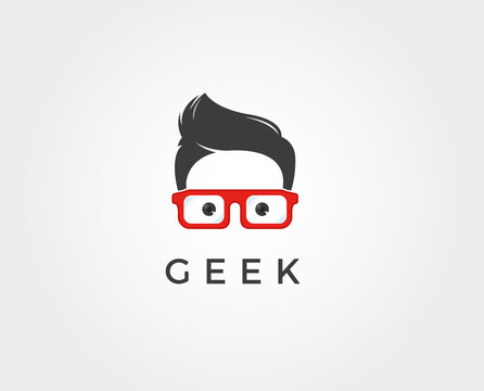 minimal geek logo template - vector illustration
