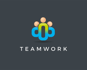 minimal teamwork logo template - vector illustration