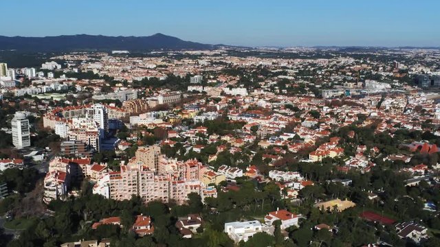Cascais, coastal village in Estoril near of Lisbon. Portugal. Aerial Drone Footage