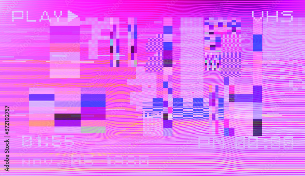 Aufkleber Abstract pixelated background with flickers and datamoshing effect. Vaporwave and cyberpunk style aesthetics.