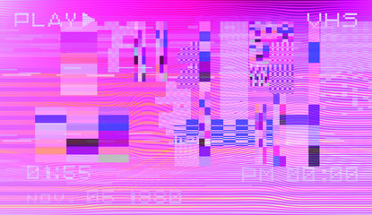 Abstract pixelated background with flickers and datamoshing effect. Vaporwave and cyberpunk style aesthetics.