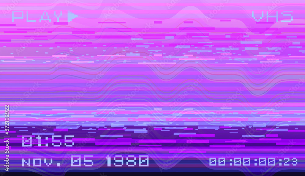 Poster Abstract pixelated background with flickers and datamoshing effect. Vaporwave and cyberpunk style aesthetics.