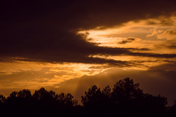 Fototapeta na wymiar dark sunset with cloudy sky