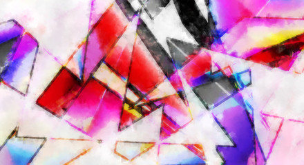 Fototapeta premium Modern art. Colorful contemporary artwork. Color strokes of paint. Brushstrokes on abstract background. Brush painting.
