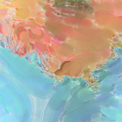 Contemporary art. Colorful texture of hand made artwork. Modern painting. Watercolor strokes on surface. Artistic background image. Abstract painting on canvas. Brushstrokes.