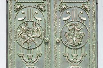 Metal elements of a door decoration of Opera in Batumi in Georgia