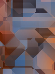 Obraz premium Layers of colorful and vibrant geometrical shapes. Digital illustration of a tech layout. Futuristic design template.