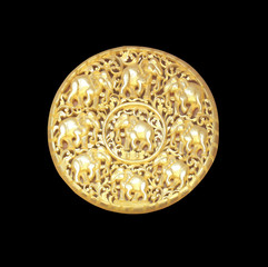 Pattern of wood carved for decoration isolated on black background