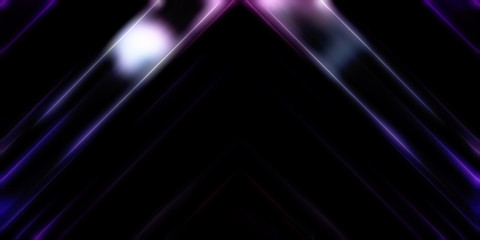 Abstract shining geometric lights background. Fractal symmetric graphic illustration. Intersecting glowing and shimmering bars.