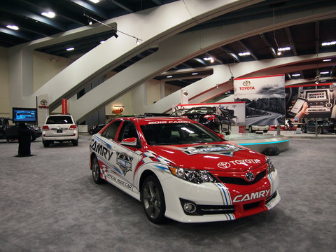 Camery Daytona 500 race car on display