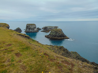 Fototapeta na wymiar Landscape view of rocks in the ocean in Snafellsnes national park in Iceland