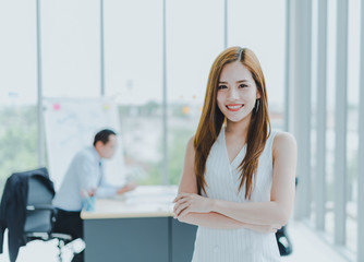 Beautiful asian business women in the workplace meeting room.