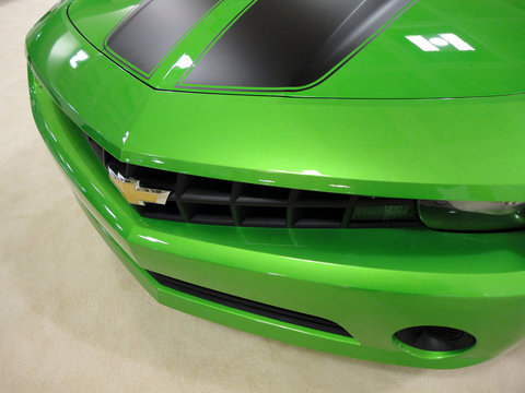 Bright Green Chevy Camero Car Hood