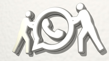 men phone calling 3D drawing icon, 3D illustration for couple and young
