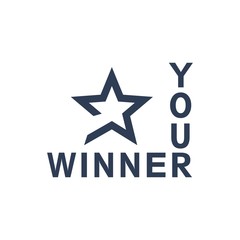   Sign with  stars and inscription your winner. Vector icon isolated on white background.