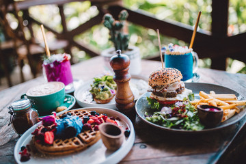 Colorful Breakfast in Balinese Restaurant