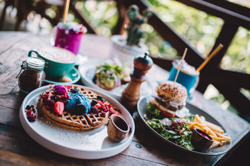Colorful Breakfast in Balinese Restaurant