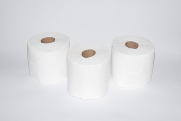 Various toilet paper on the white background