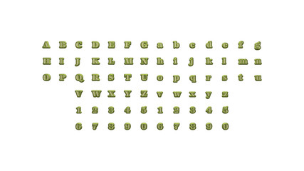 Full set of English letters in 3D illustrations separated to two sides for matching perspectives, lightings and shadows for realistic combinations on white background