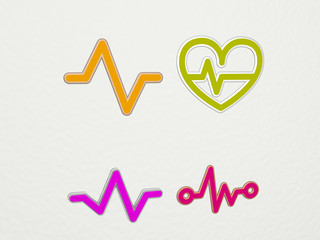 PULSE 4 icons set, 3D illustration for heart and background