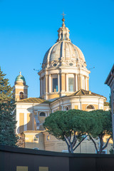View of the rear of the Church of Saints Ambrose and Charles Borromeo, Rome, Italy