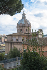 Fototapeta na wymiar The church of Saint Joseph of the Carpenters (in Italian San Giuseppe dei Falegnami), Rome, Italy