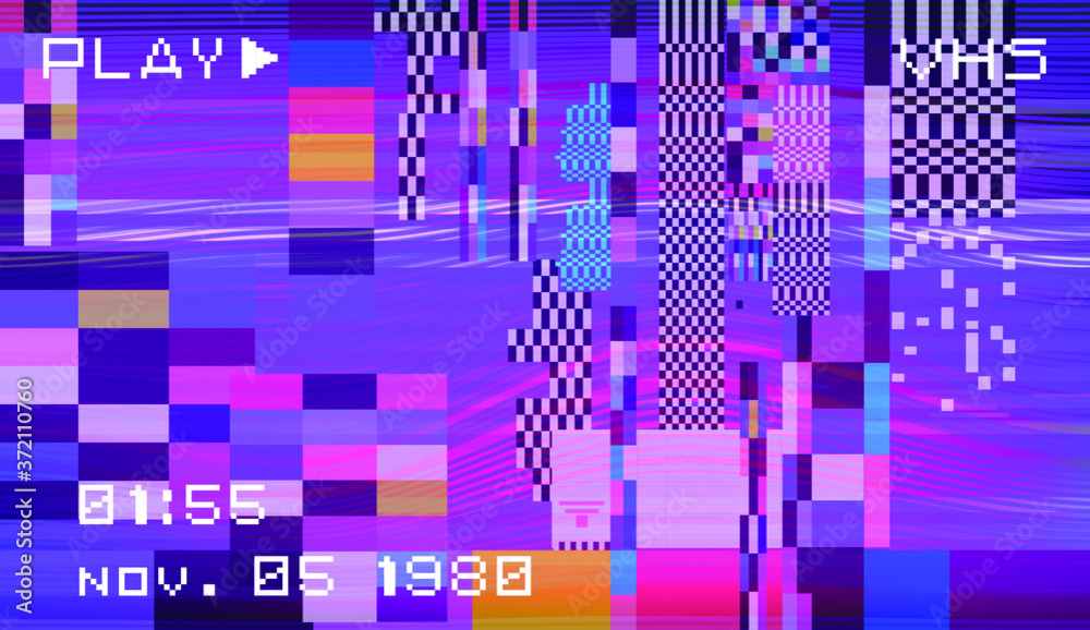 Aufkleber Abstract pixelated background with flickers and datamoshing effect. Vaporwave and cyberpunk style aesthetics.
