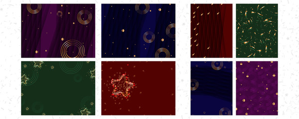 Invitation set Gold New Year card design with stylized christmas ball and christmas. Vector illustration geometry