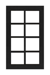 European style black wooden window frame isolated on a white background