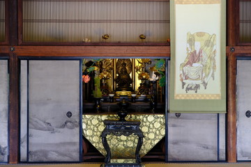 Kyoto Japan - Kenninji Buddhist temple Silk wall painting