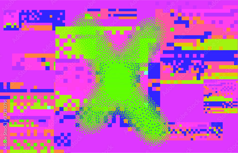 Aufkleber Abstract pixelated background with flickers and datamoshing effect. Vaporwave and cyberpunk style aesthetics.