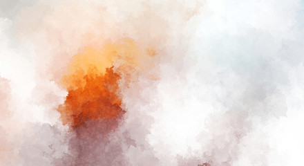 Watercolor painted background with blots and splatters. Brush stroked painting. 2D Illustration.