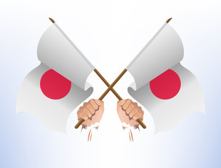 Flying flags crossed from Japan