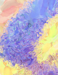 Watercolor abstract painting with pastel colors. Soft color painted illustration of calming composition for poster, wall art, banner, card, book cover or packaging. Modern brush strokes painting.