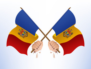 Flying flags crossed from Moldova