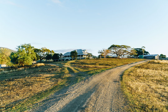 Farmhouse with a farm road in Boonah, Scenic Rim Region, Queensland (QLD)