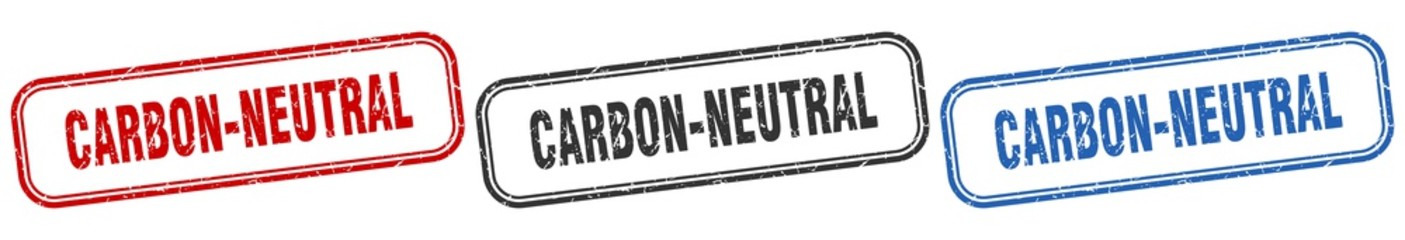 carbon-neutral square isolated sign set. carbon-neutral stamp