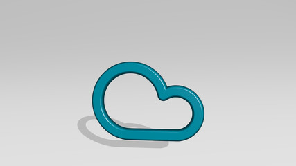 cloud 3D icon casting shadow, 3D illustration for background and blue