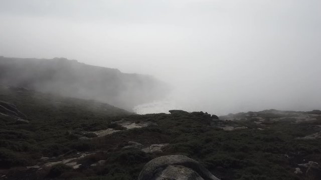 Beautiful landscape with fog in Coast of the Death. Galicia,Spain