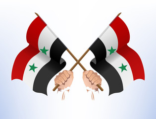 Flying flags crossed from Syria