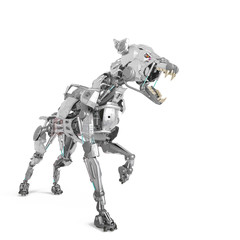 cyber security dog is ready to fight in white background