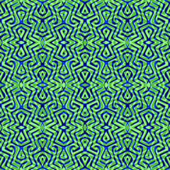 Seamless pattern with Geometric motifs in 4 colors. Vector illustration.